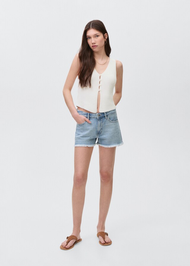 Mango Shorts vaquero strass Gran oferta