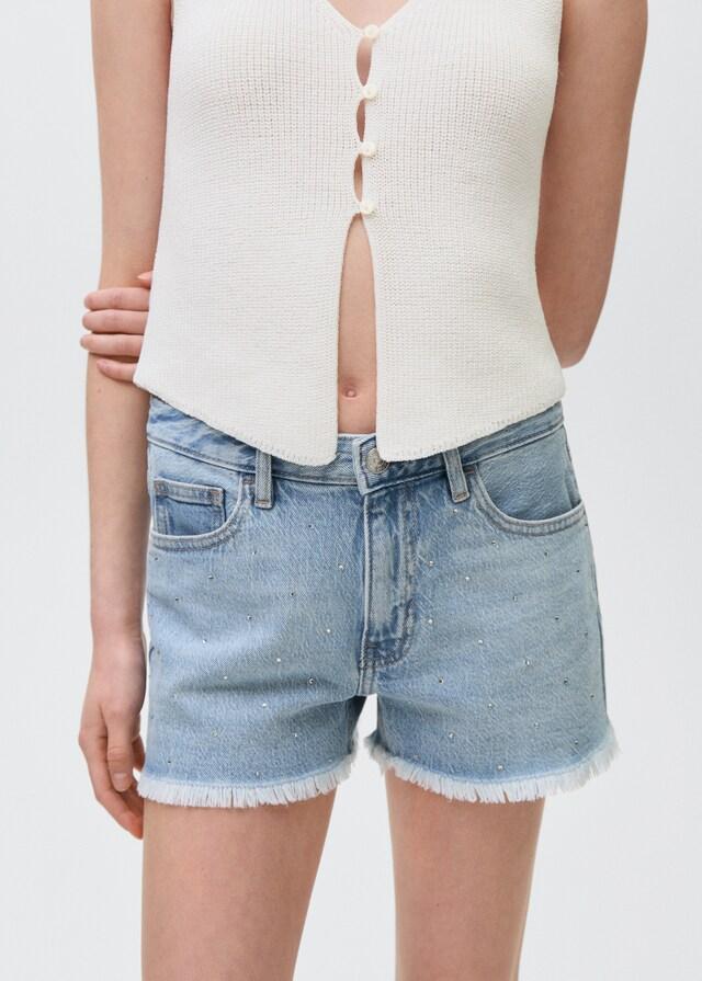 Mango Shorts vaquero strass Gran oferta