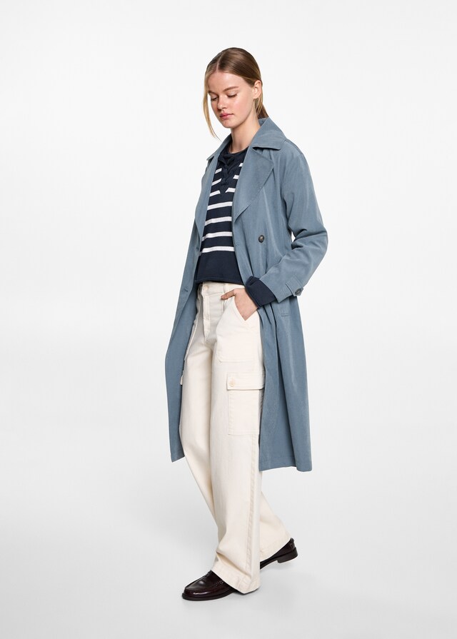 Mango Trench fluido cinturón Descuento