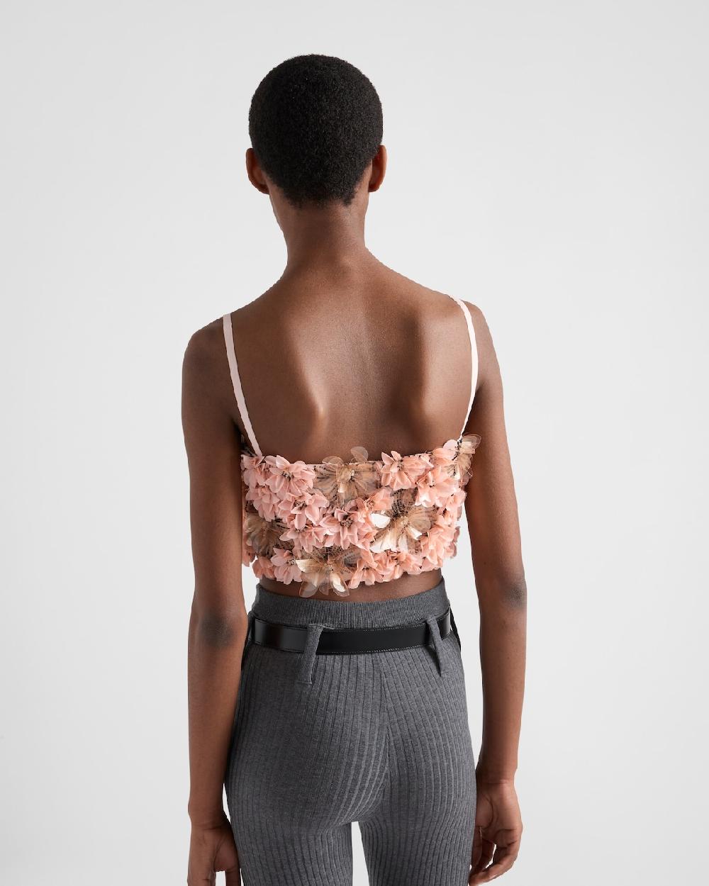 Prada Top de organza bordada Solo queda un día