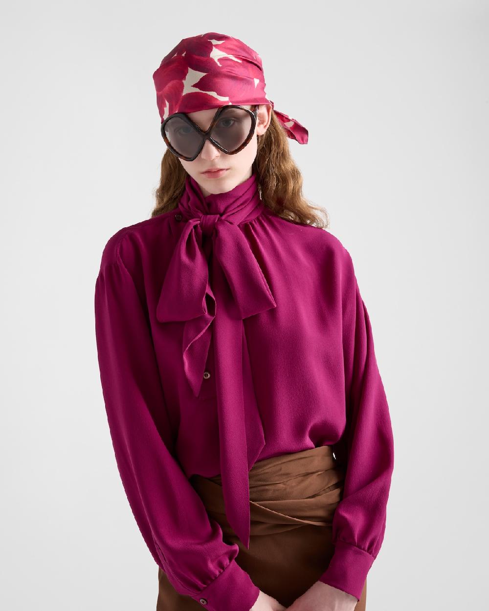 Prada Camisa de crepé Tienda de fábrica