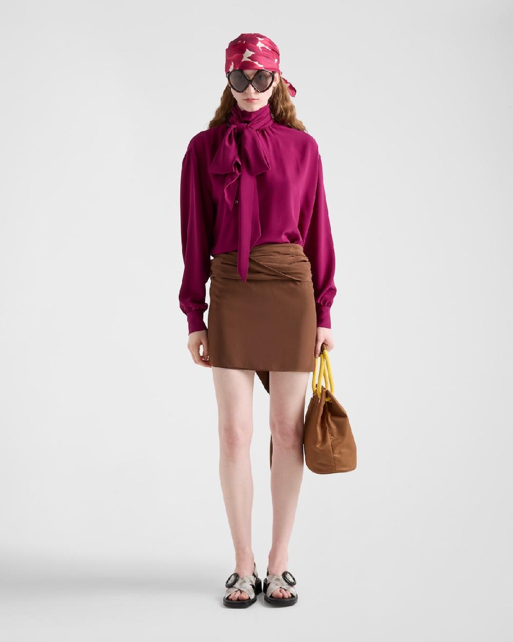 Prada Minifalda de crepé de China