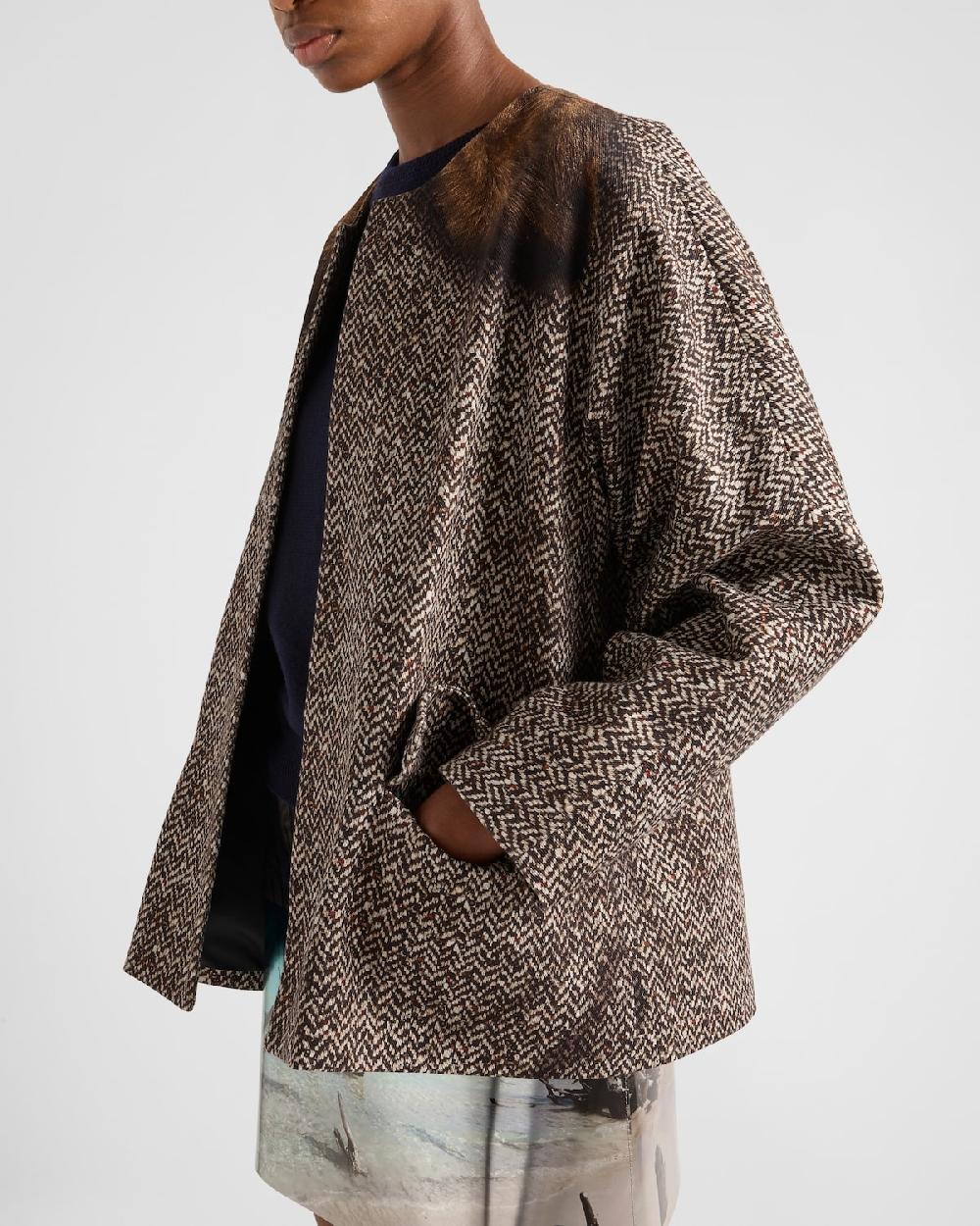 Prada Chaquetón de botonadura simple de dril estampado Ahorra y exporta