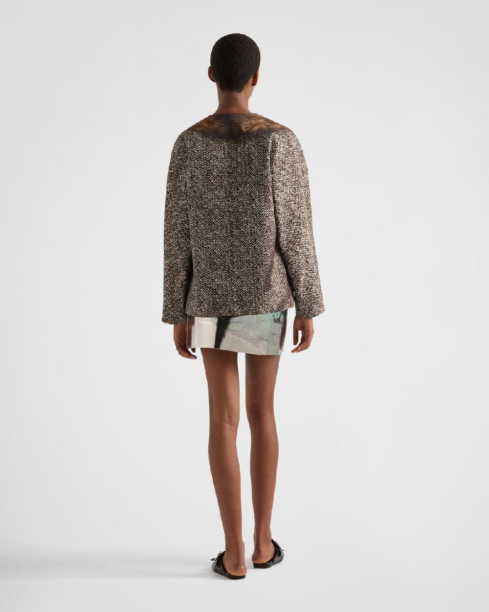 Prada Chaquetón de botonadura simple de dril estampado Ahorra y exporta