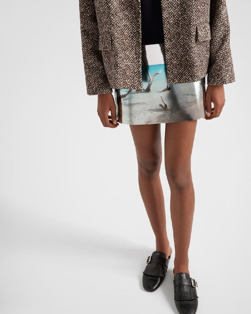 Prada Minifalda de piel brillante Precios de Black Friday