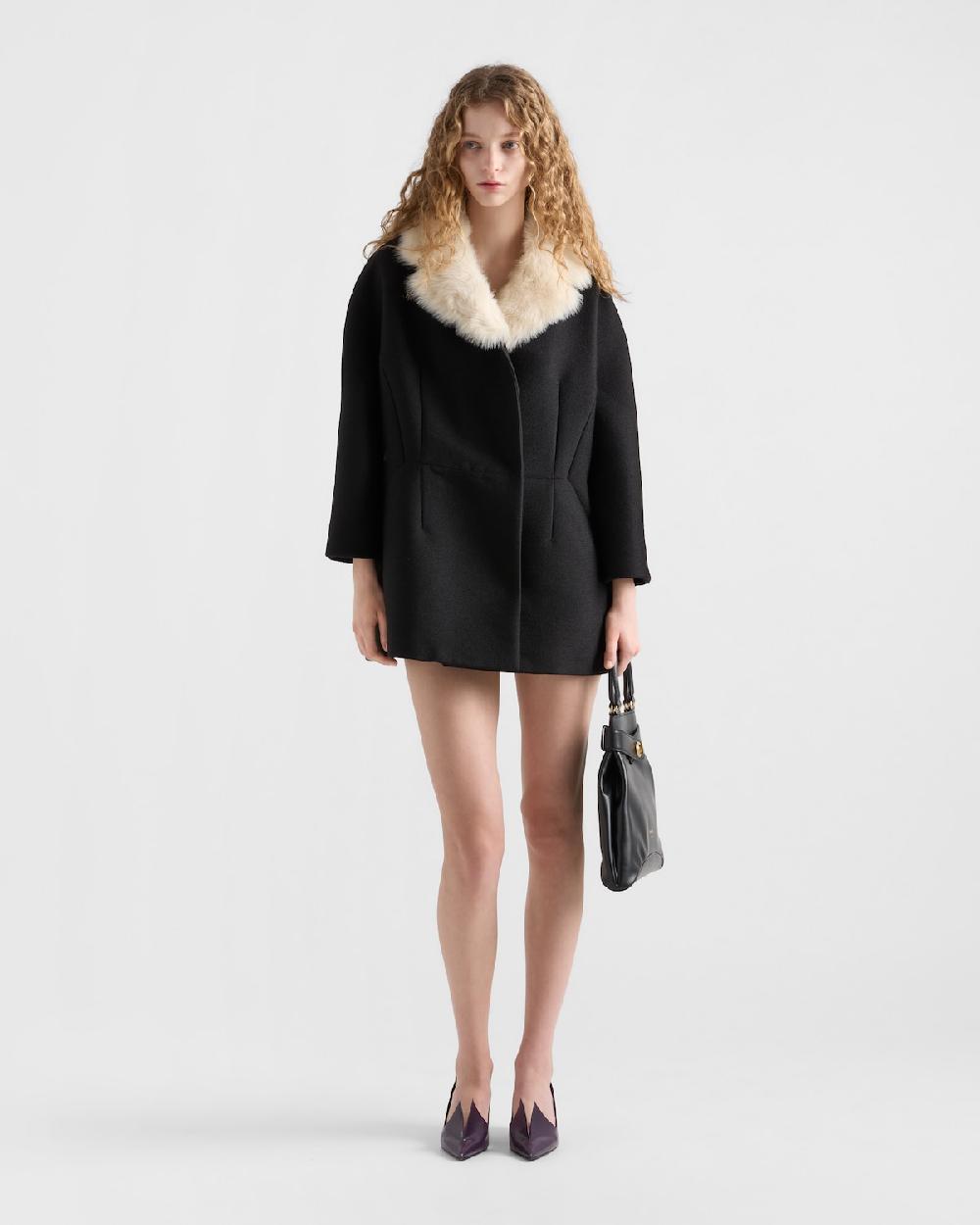 Prada Chaquetón de botonadura doble en sarga granité