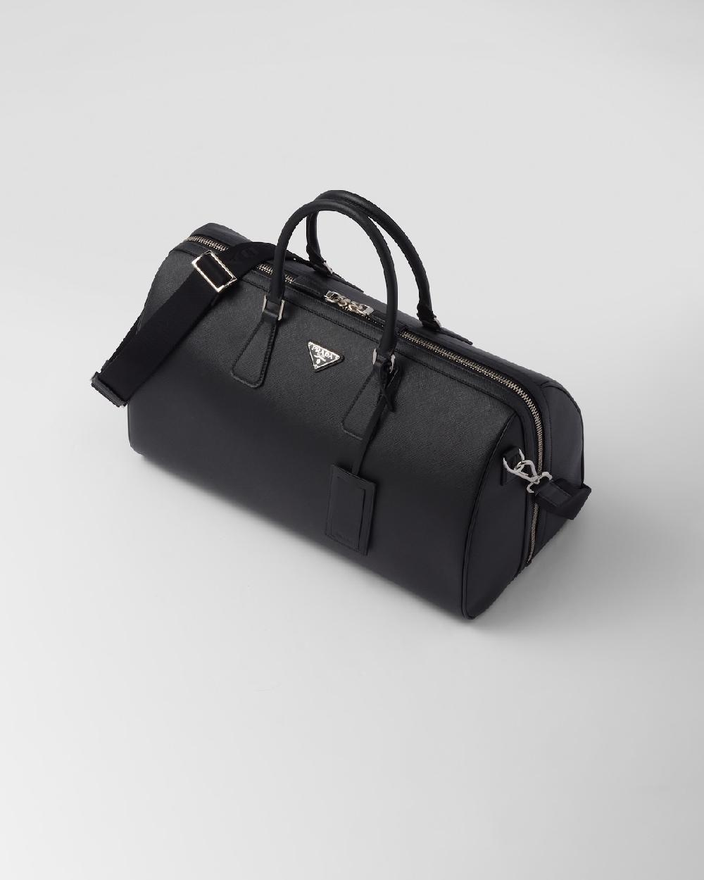 Prada Bolsa de viaje de piel Saffiano Envío internacional gratuito