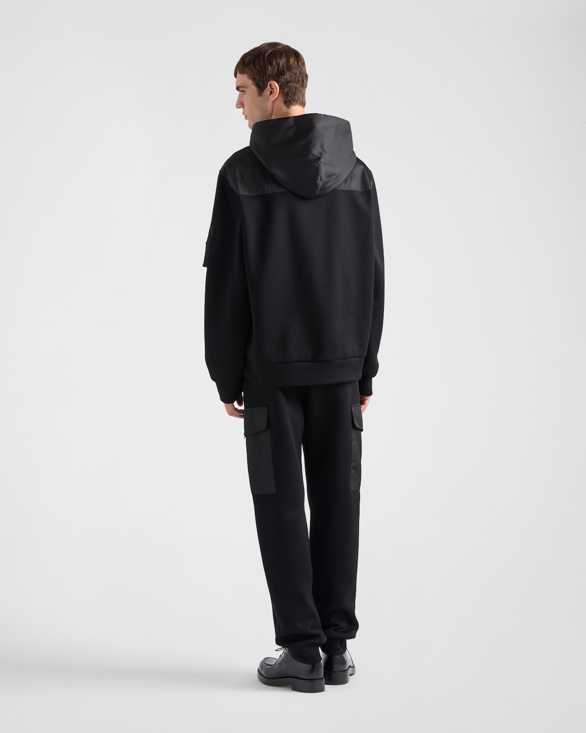 Prada Sudadera con capucha en felpa de algodón y Re-Nylon Grandes descuentos
