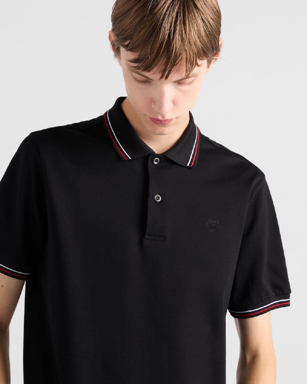 Prada Polo de manga corta en piqué Descuentos del mes