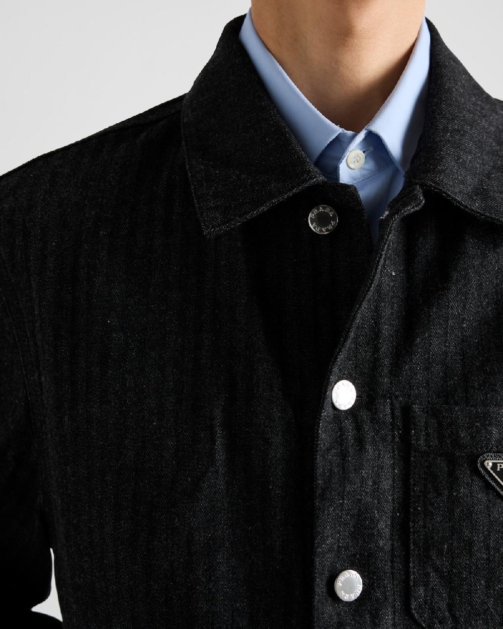 Prada Cazadora estilo sobrecamisa de tejido vaquero en chevrón Descuento por venta flash