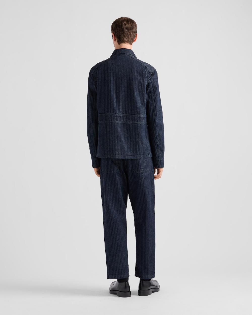 Prada Pantalones en denim de chevrón con pernera ancha Ofertas de temporada