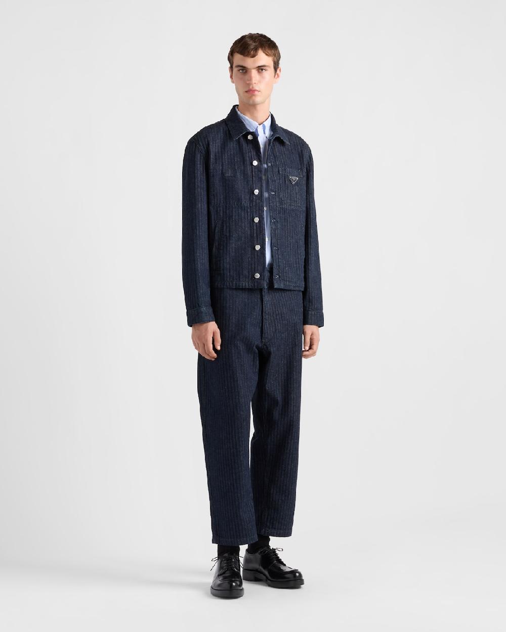 Prada Cazadora estilo sobrecamisa de tejido vaquero en chevrón