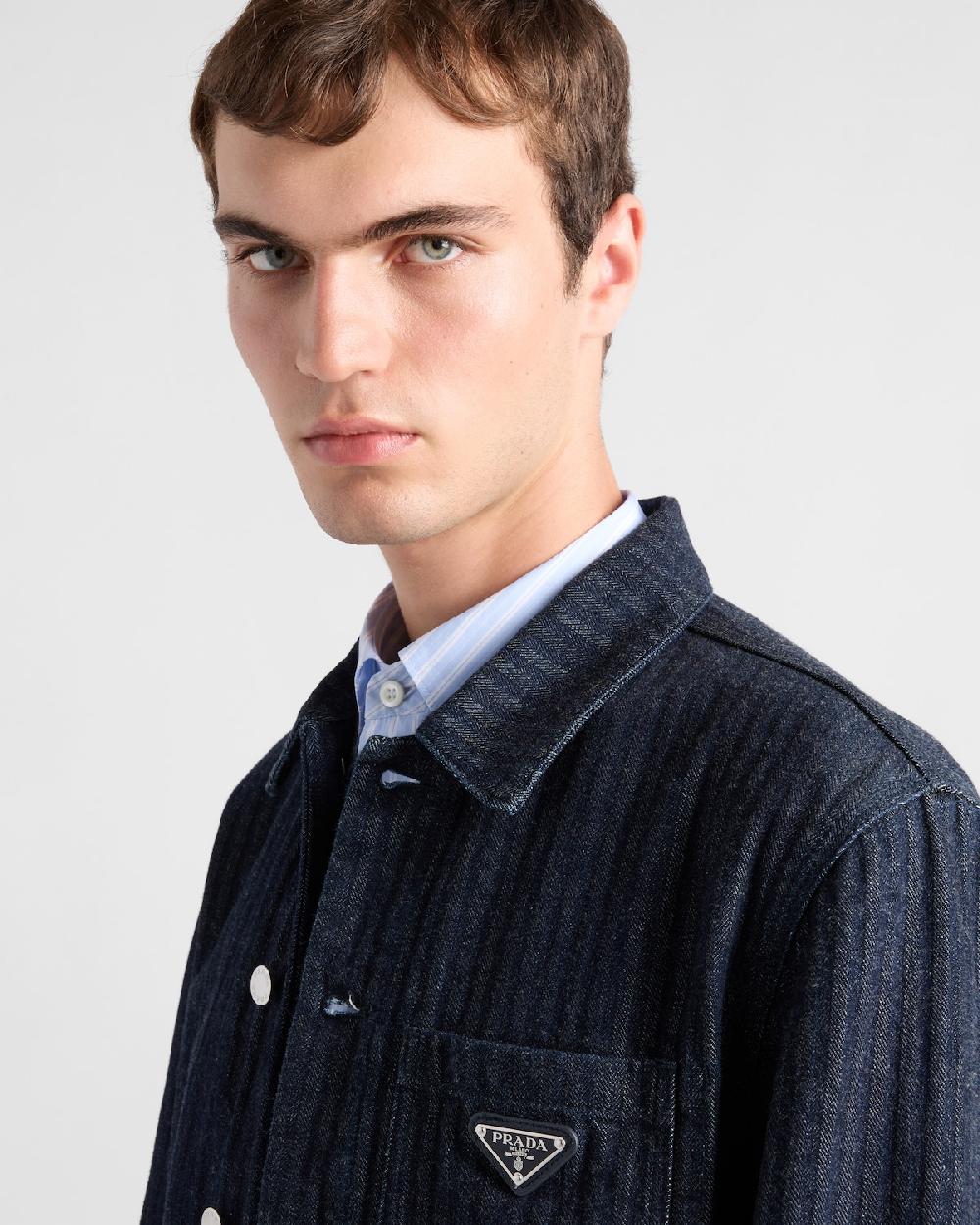 Prada Cazadora estilo sobrecamisa de tejido vaquero en chevrón Ofertas especiales
