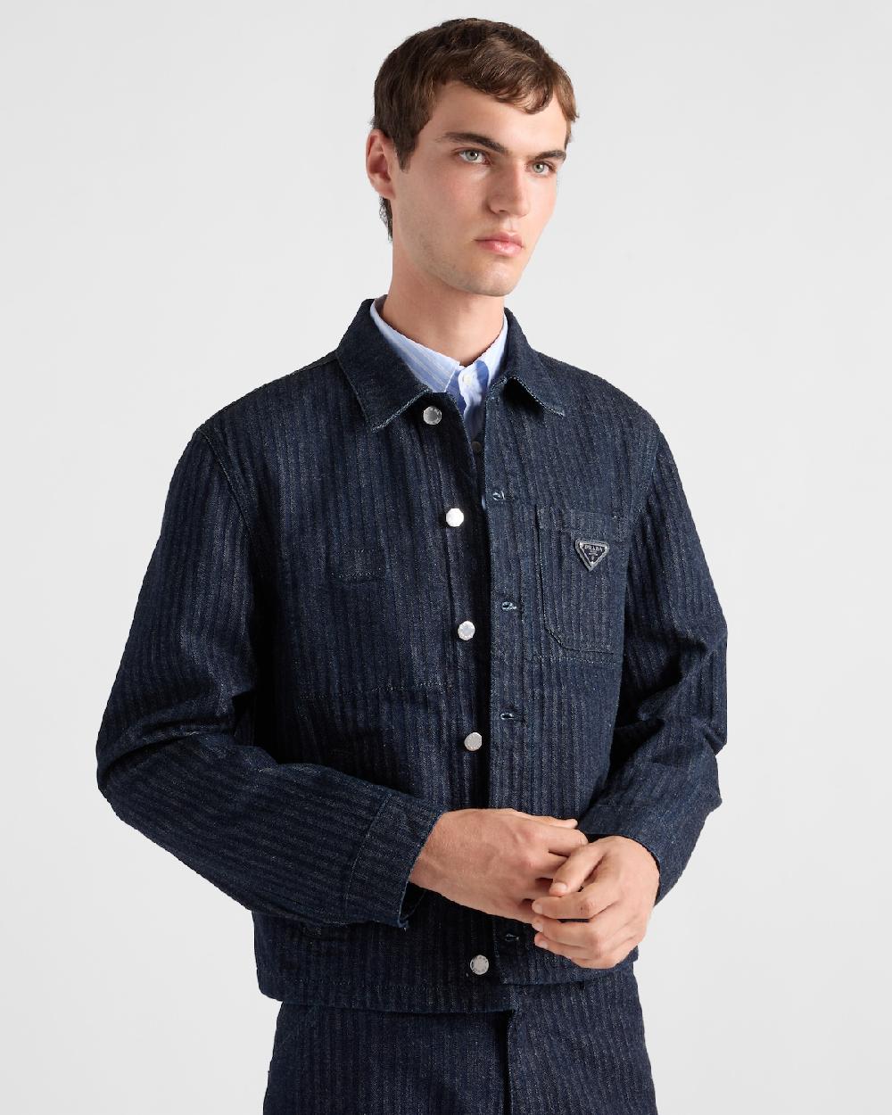 Prada Cazadora estilo sobrecamisa de tejido vaquero en chevrón Ofertas especiales