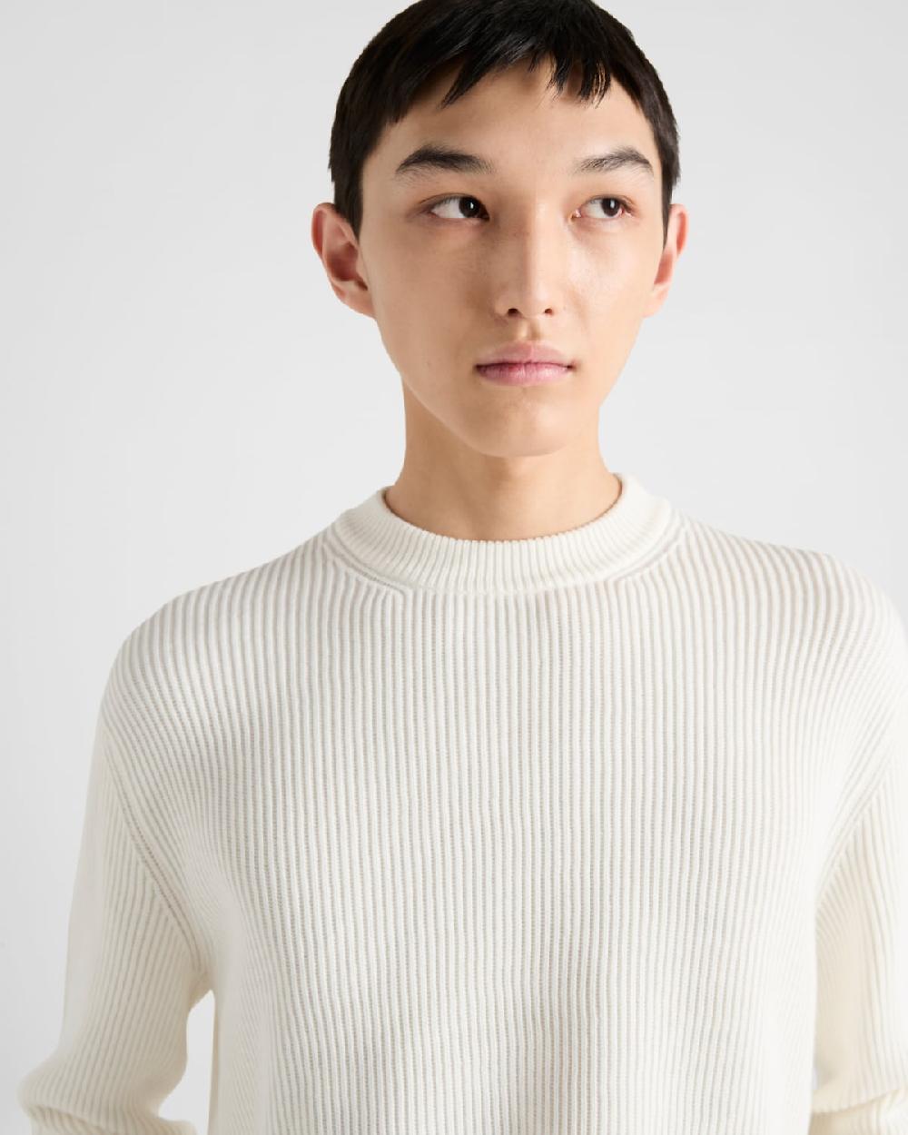 Prada Jersey de algodón con cuello redondo Grandes ahorros