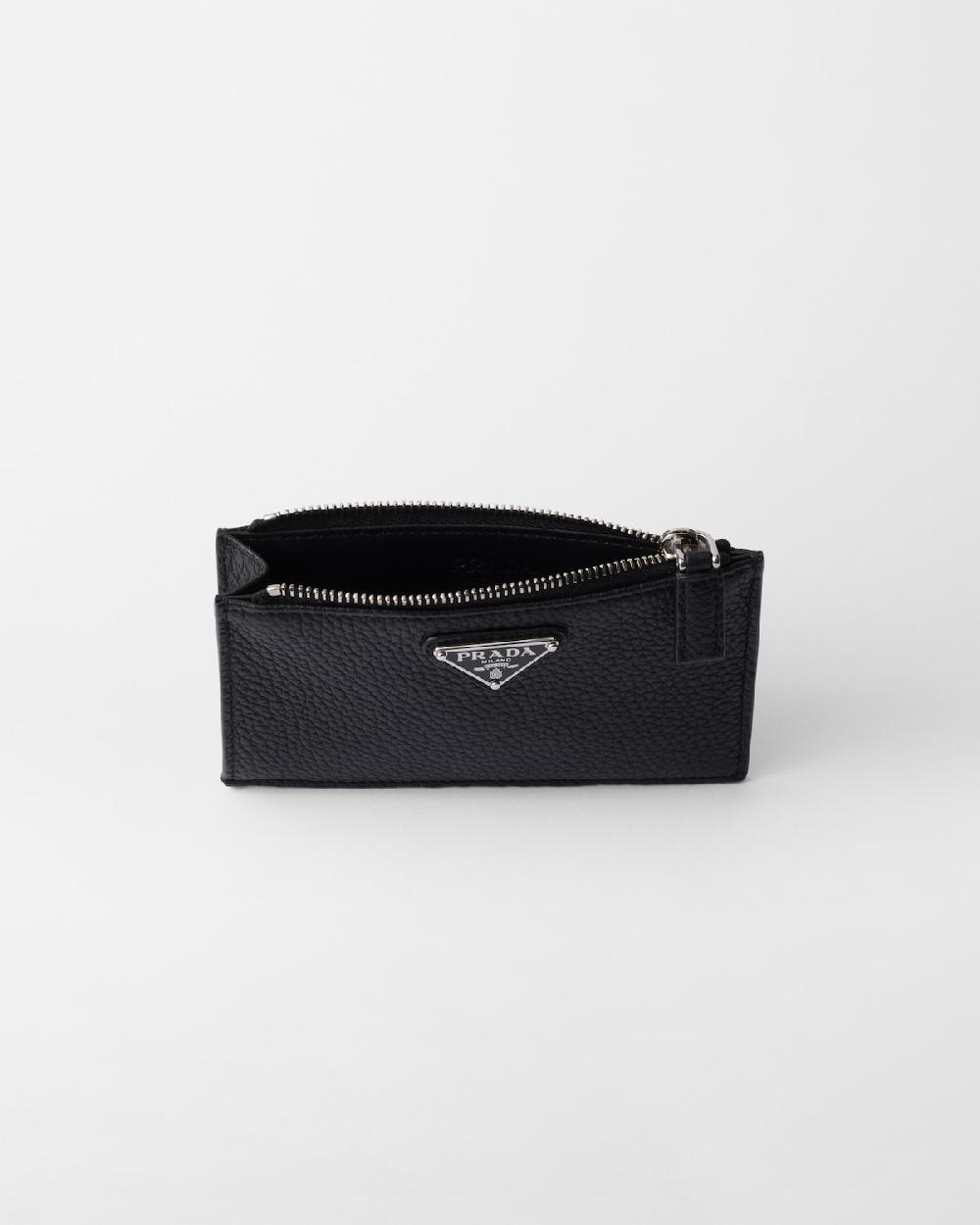 Prada Tarjetero de piel con cremallera