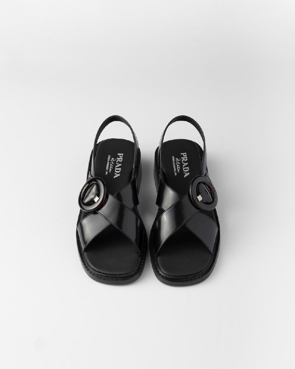 Prada Sandalias de piel cepillada con hebilla Precios de Black Friday