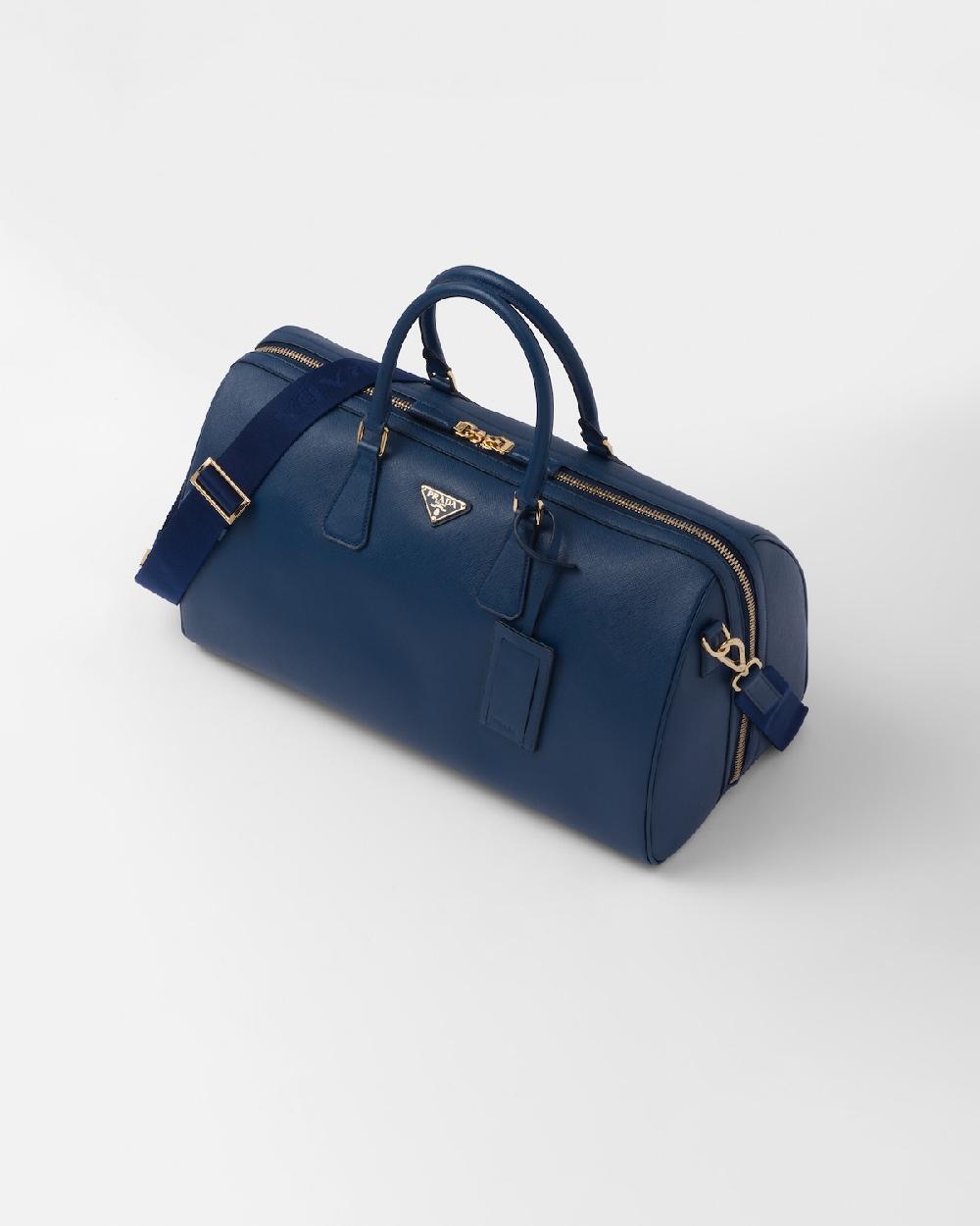 Prada Bolsa de viaje de piel Saffiano Ofertas de temporada