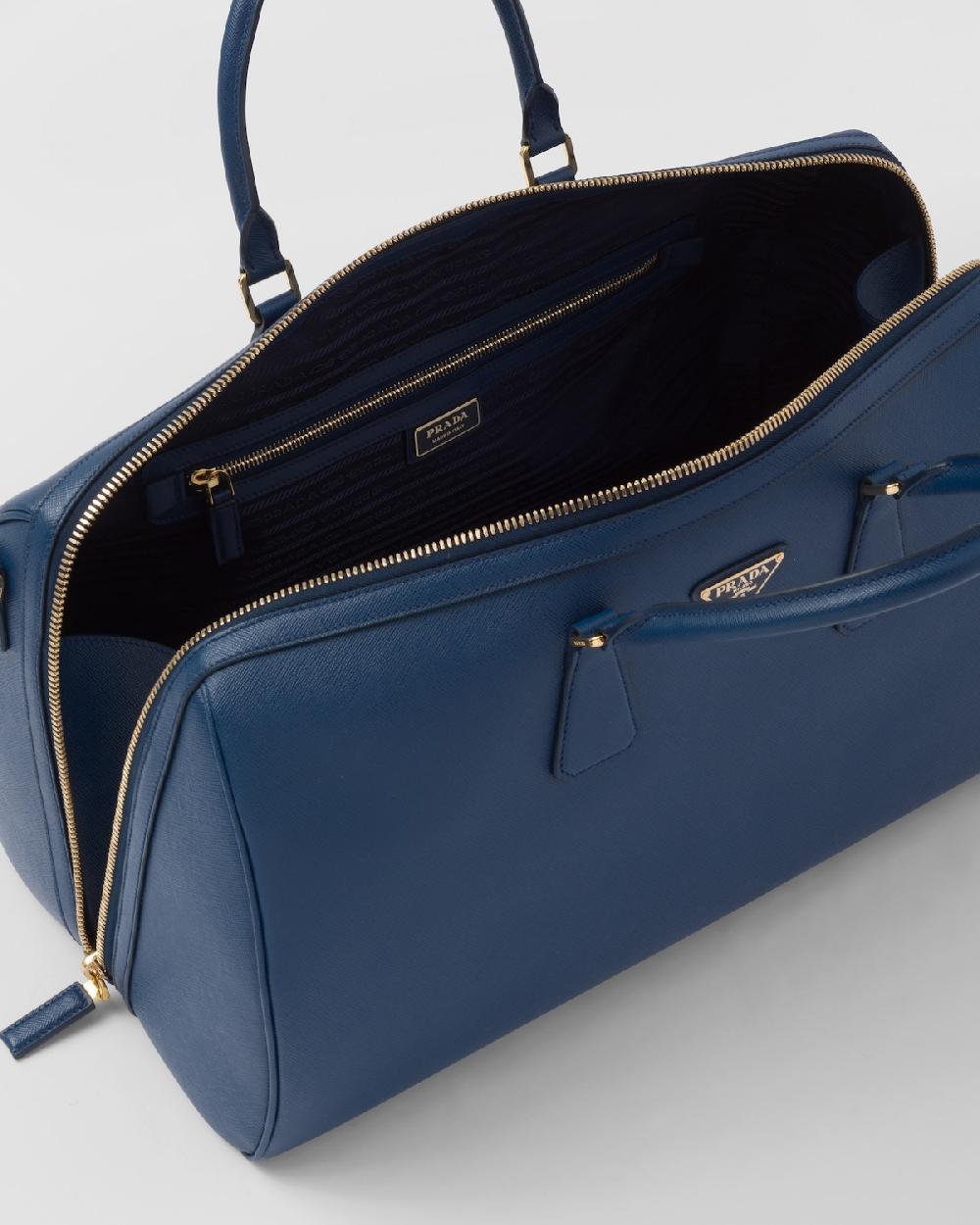 Prada Bolsa de viaje de piel Saffiano Ofertas de temporada