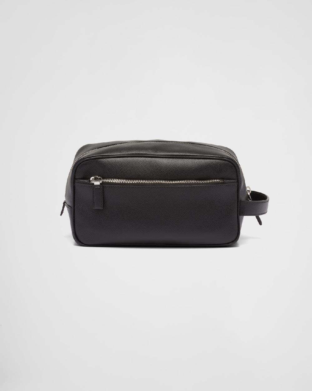 Prada Pouch de viaje en piel Saffiano Ofertas especiales