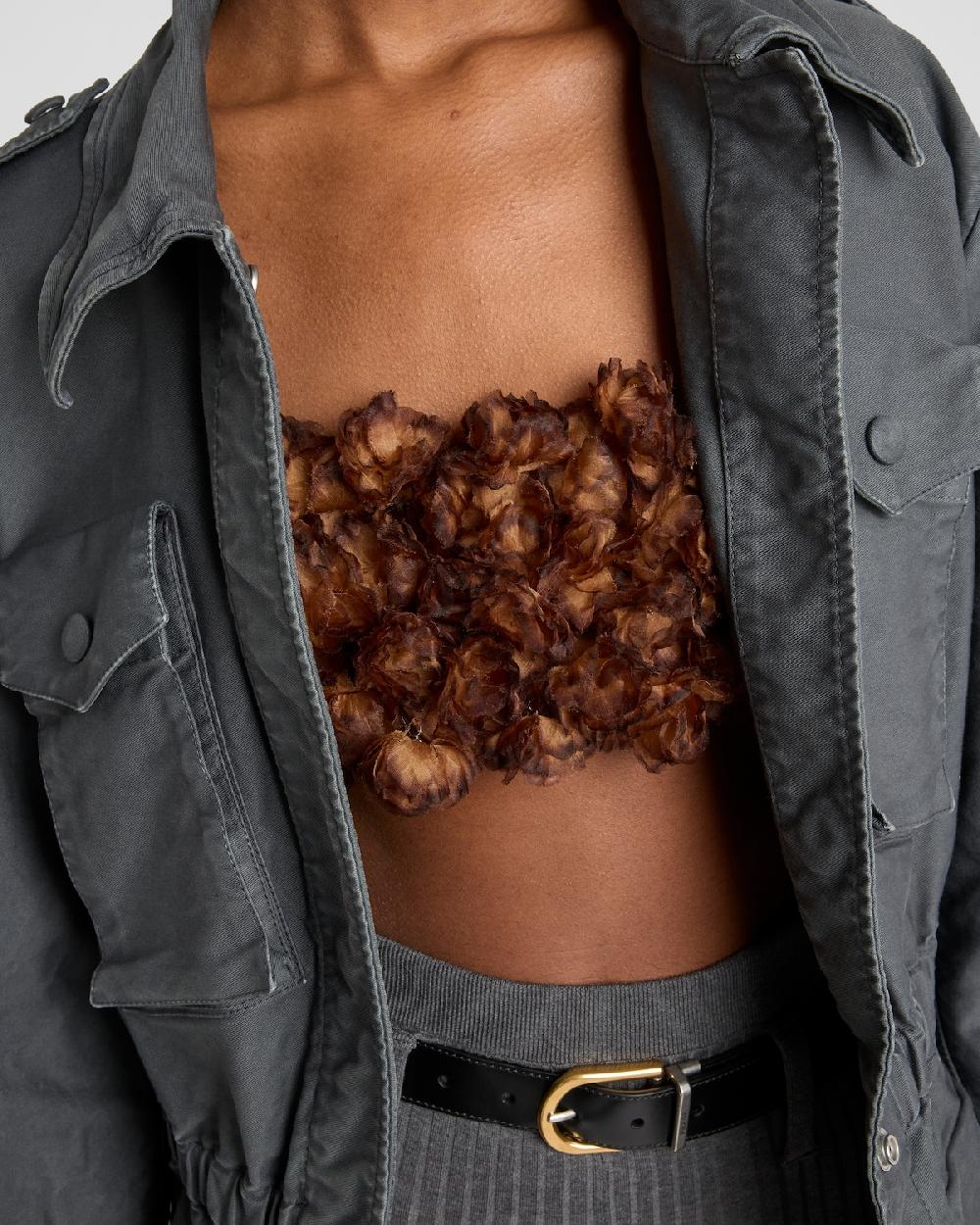 Prada Top bandeau de organza bordada Tienda