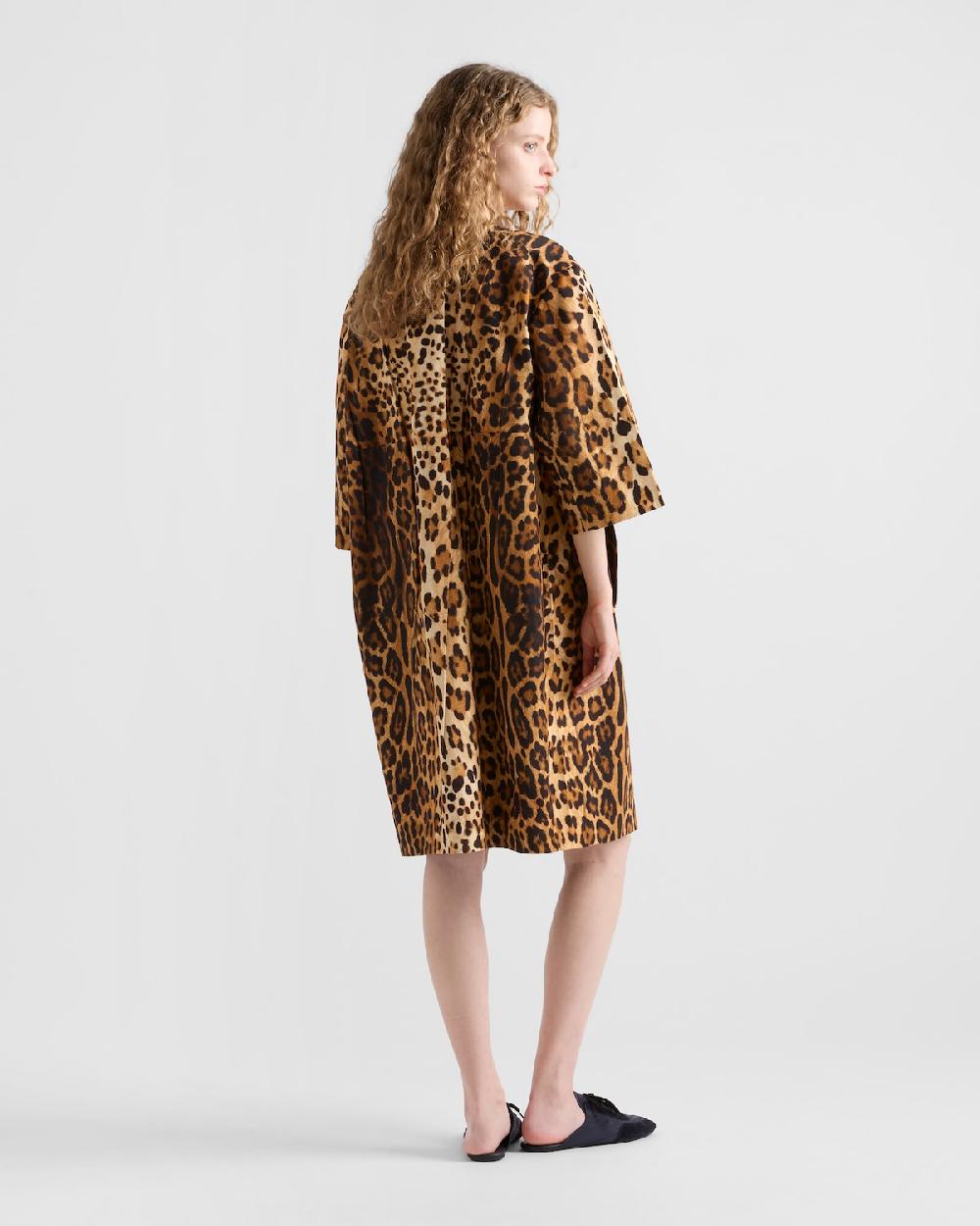 Prada Abrigo de botonadura simple en dril con estampado animal Rebajas online