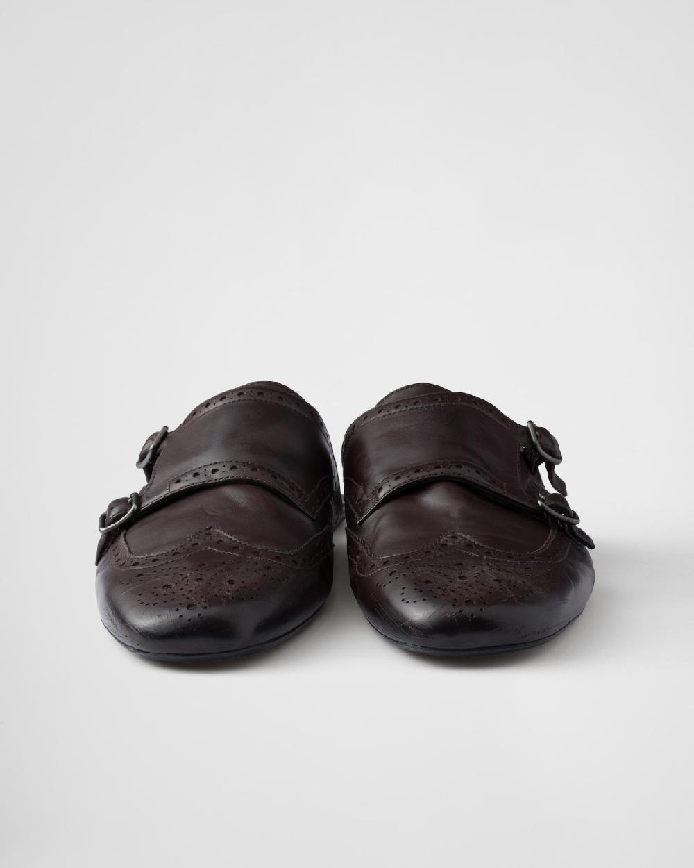 Prada Mules Shuffle de piel con doble tira de hebilla Últimos 3 días