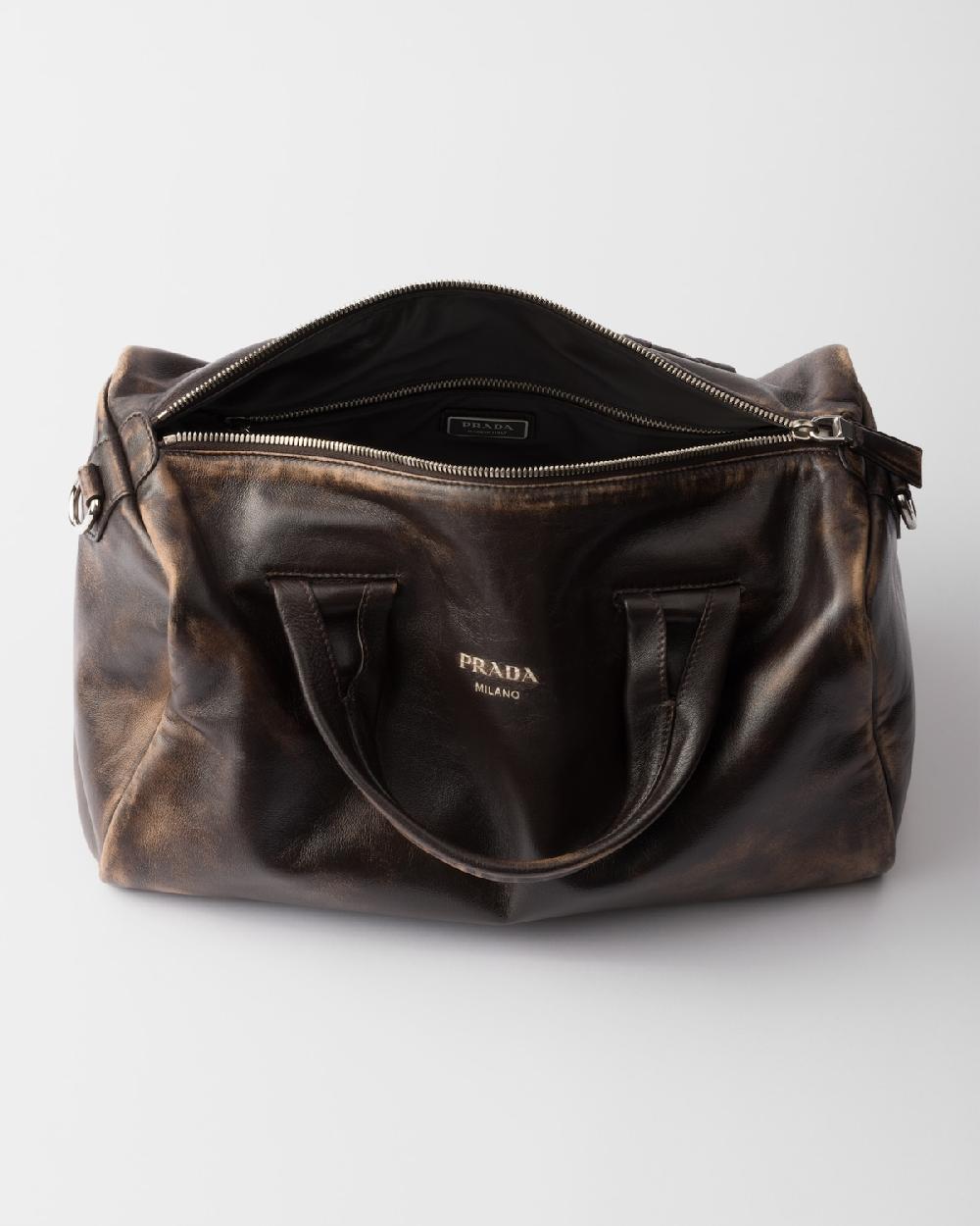 Prada Bolsa de viaje de napa Ofertas