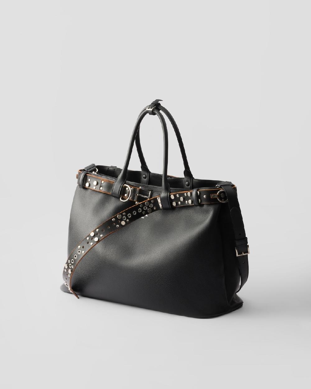 Prada Bolso Prada Buckle de piel con cinturón con tachuelas Rebajas de fábrica