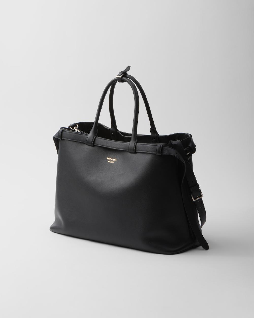 Prada Bolso de piel Prada Buckle con cinturón doble Descuento