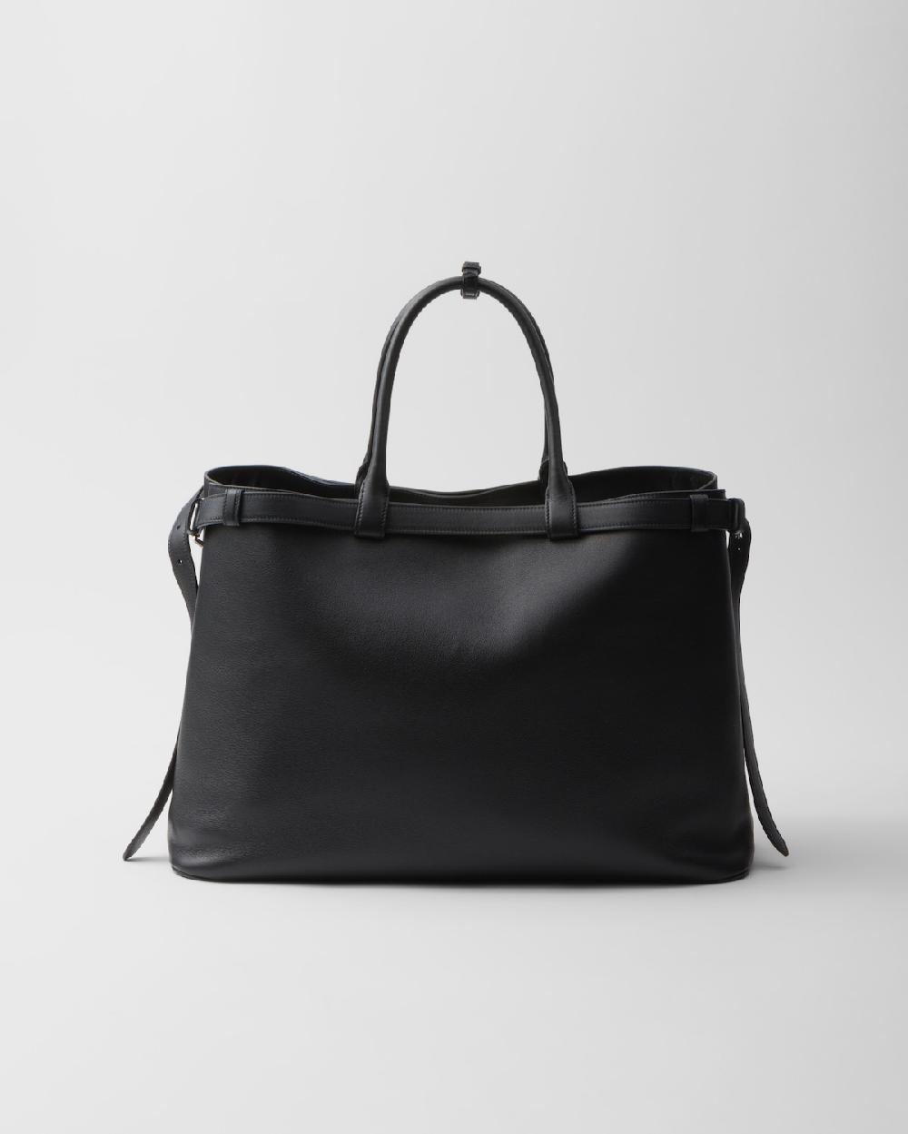 Prada Bolso de piel Prada Buckle con cinturón doble Descuento
