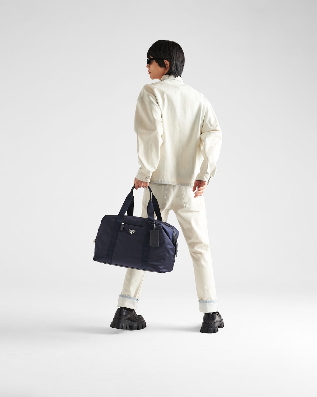 Prada Bolsa de lona en piel Saffiano y Re-Nylon