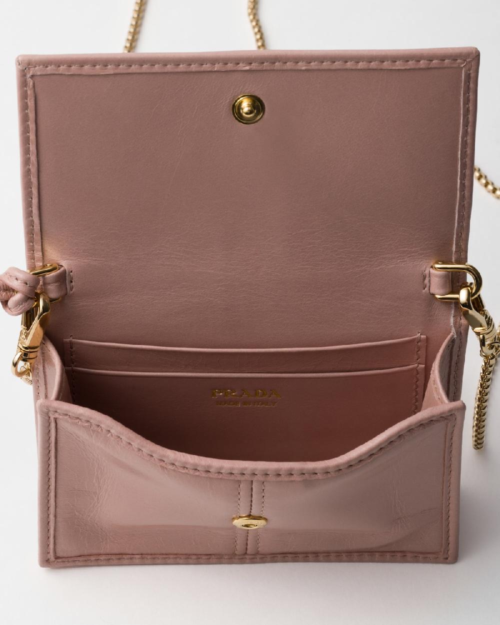 Prada Tarjetero de piel con bandolera Gran oferta