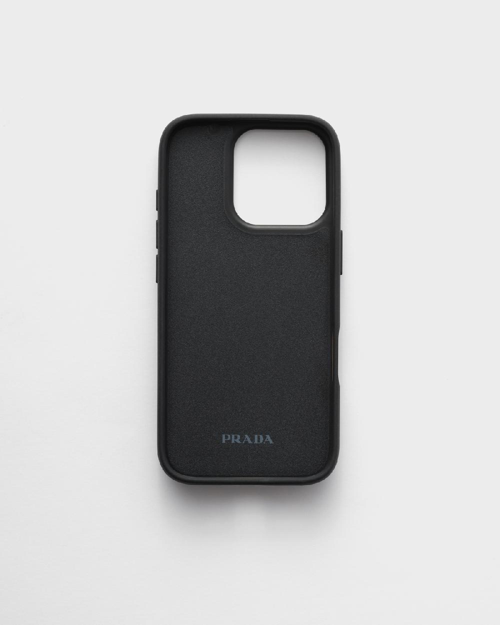 Prada Funda de piel Saffiano para iPhone 16 Pro En oferta