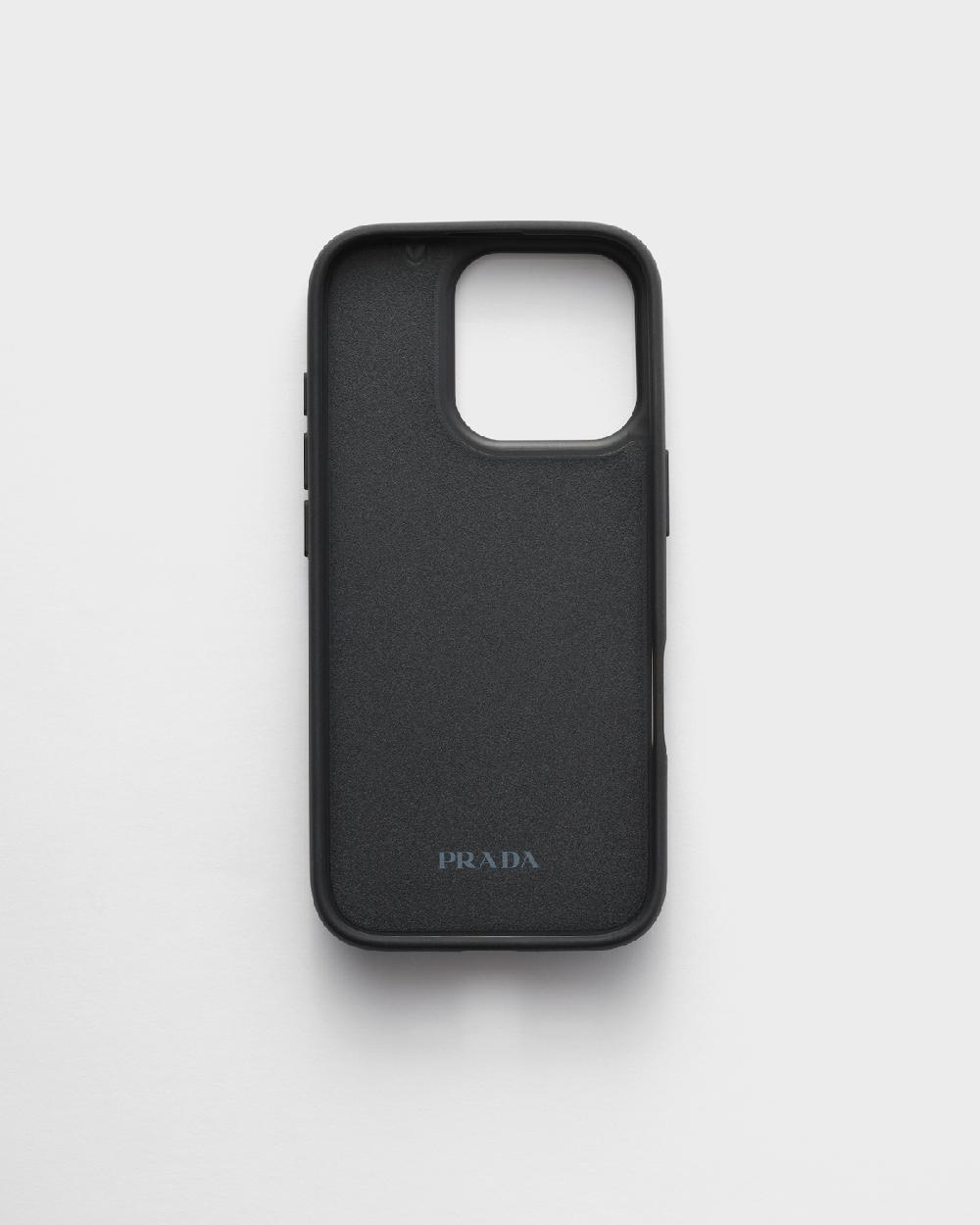Prada Funda de piel Saffiano para iPhone 16 Pro Descuento por venta flash