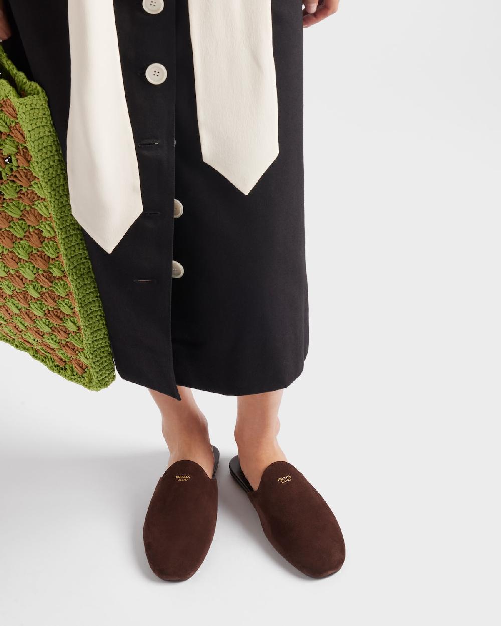 Prada Mules de ante Venta caliente