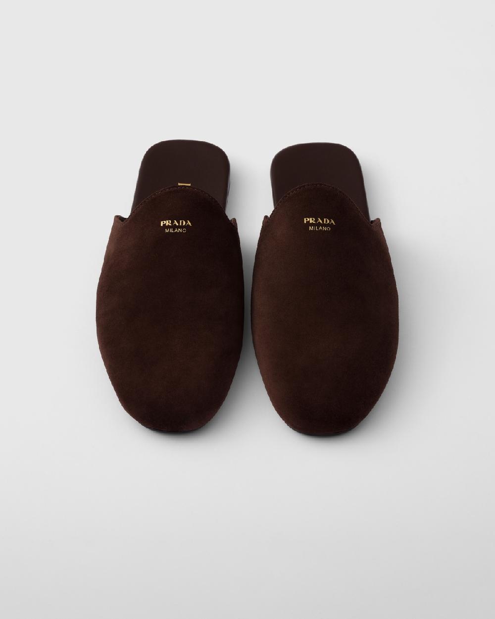 Prada Mules de ante Venta caliente