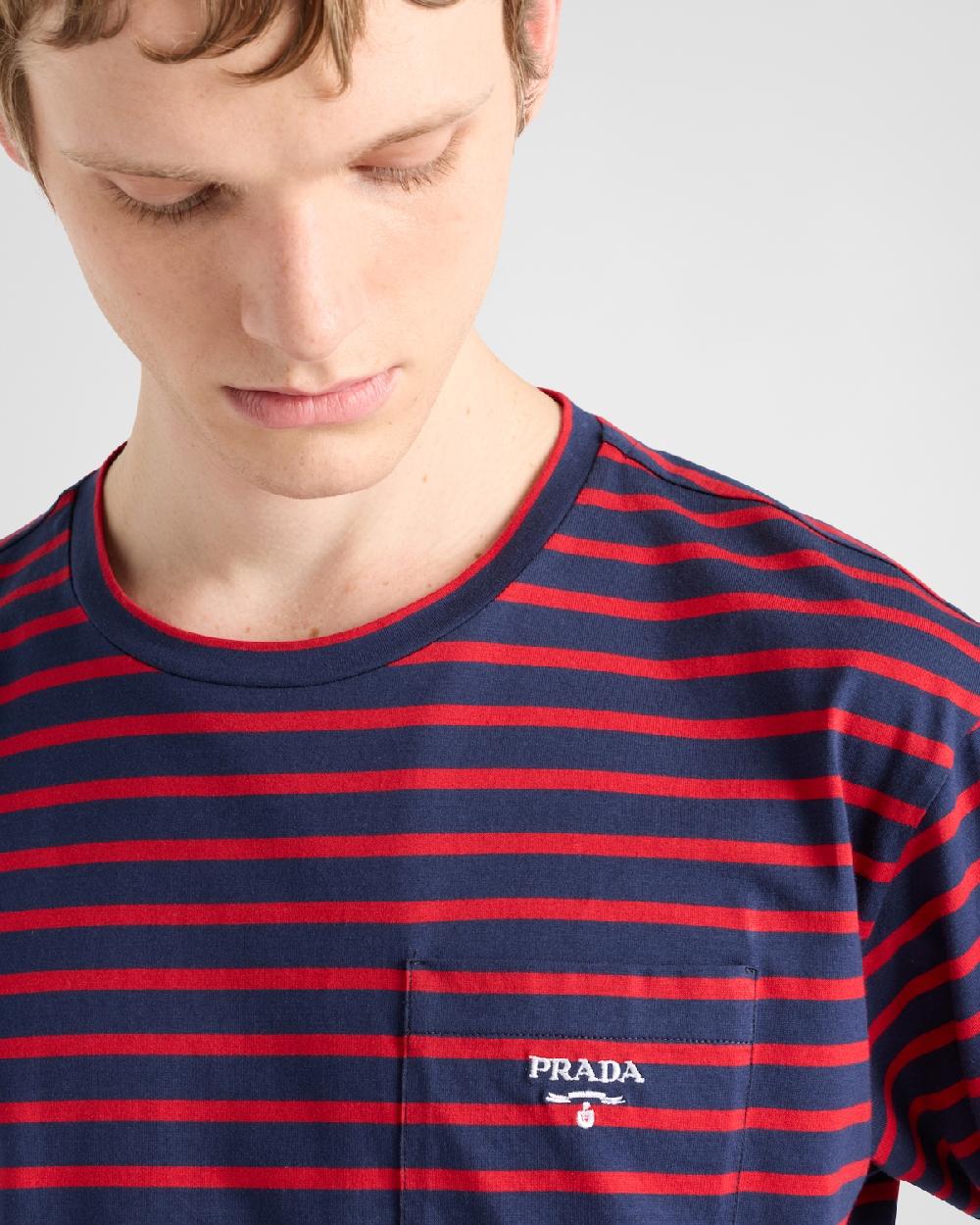 Prada Camiseta de algodón a rayas Promoción trimestral