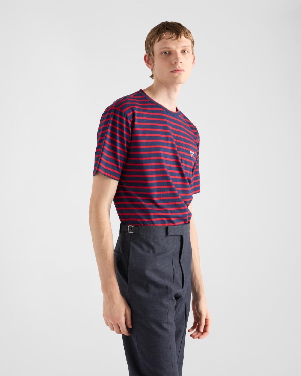 Prada Camiseta de algodón a rayas Promoción trimestral