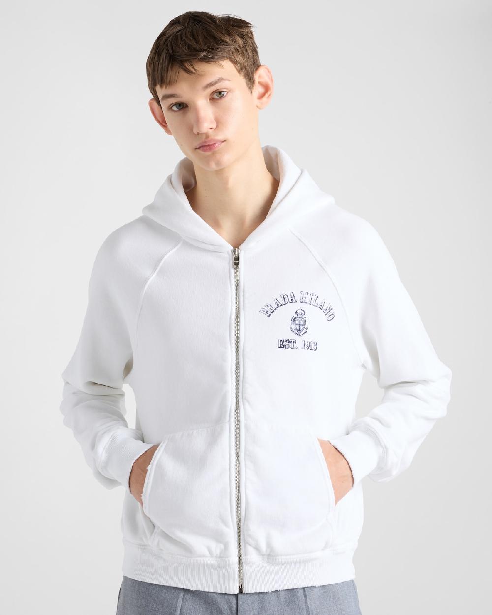 Prada Sudadera en felpa de algodón con capucha Descuentos del mes