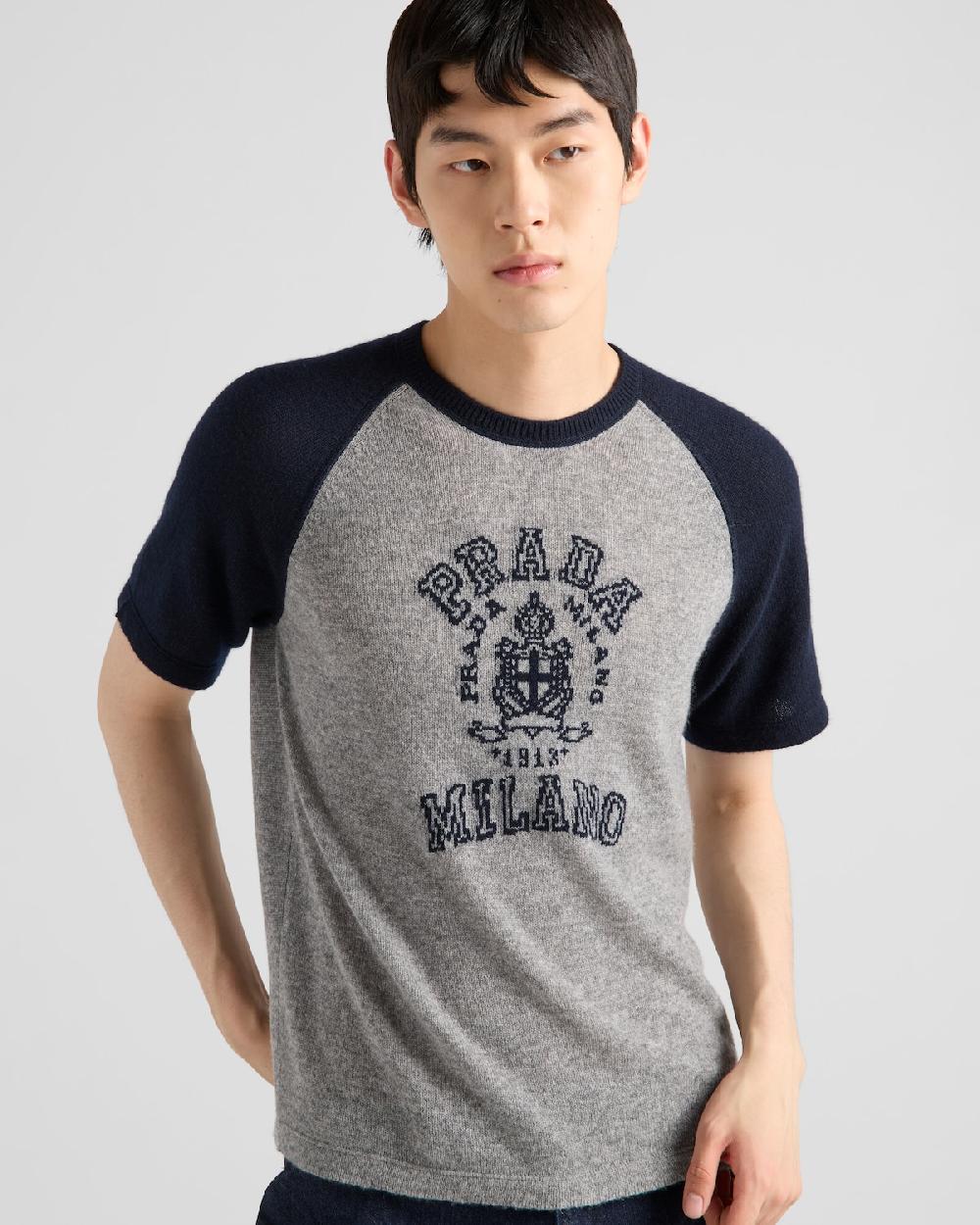 Prada Camiseta de cachemir con logo Oferta exclusiva