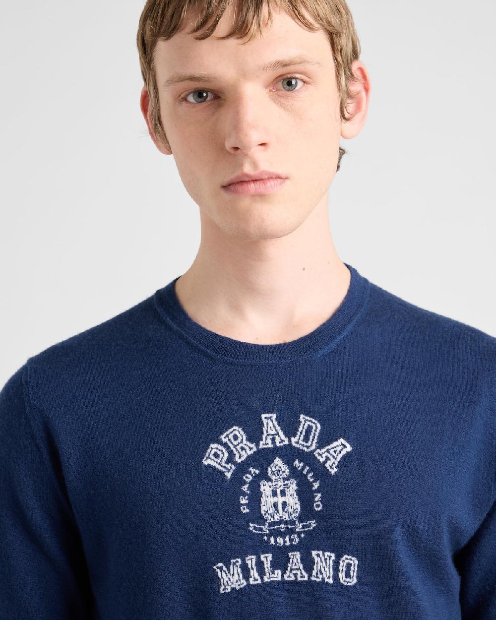 Prada Camiseta de cachemir con logo Última moda