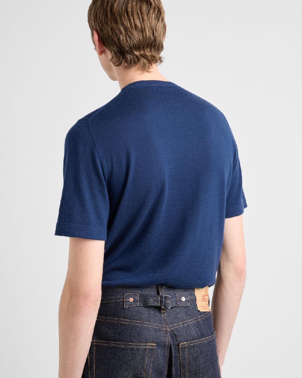 Prada Camiseta de cachemir con logo Última moda