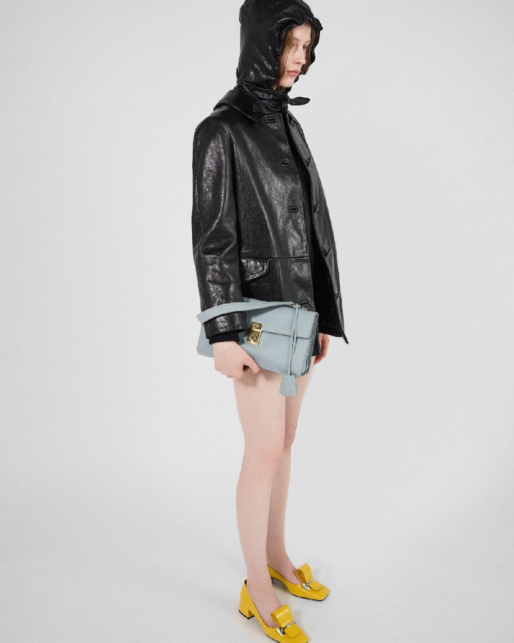Prada Sudadera de piel con capucha En oferta