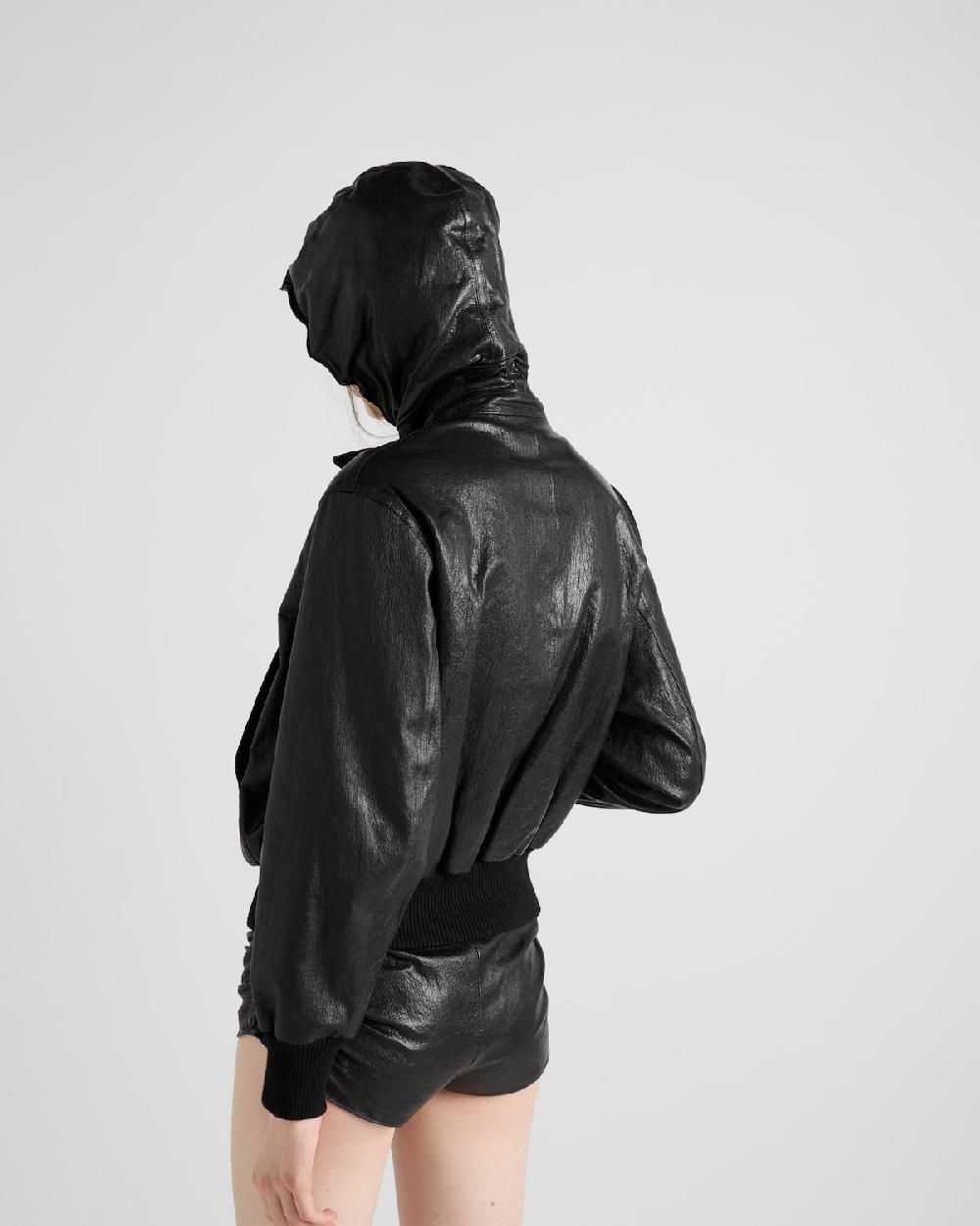 Prada Sudadera de piel con capucha En oferta