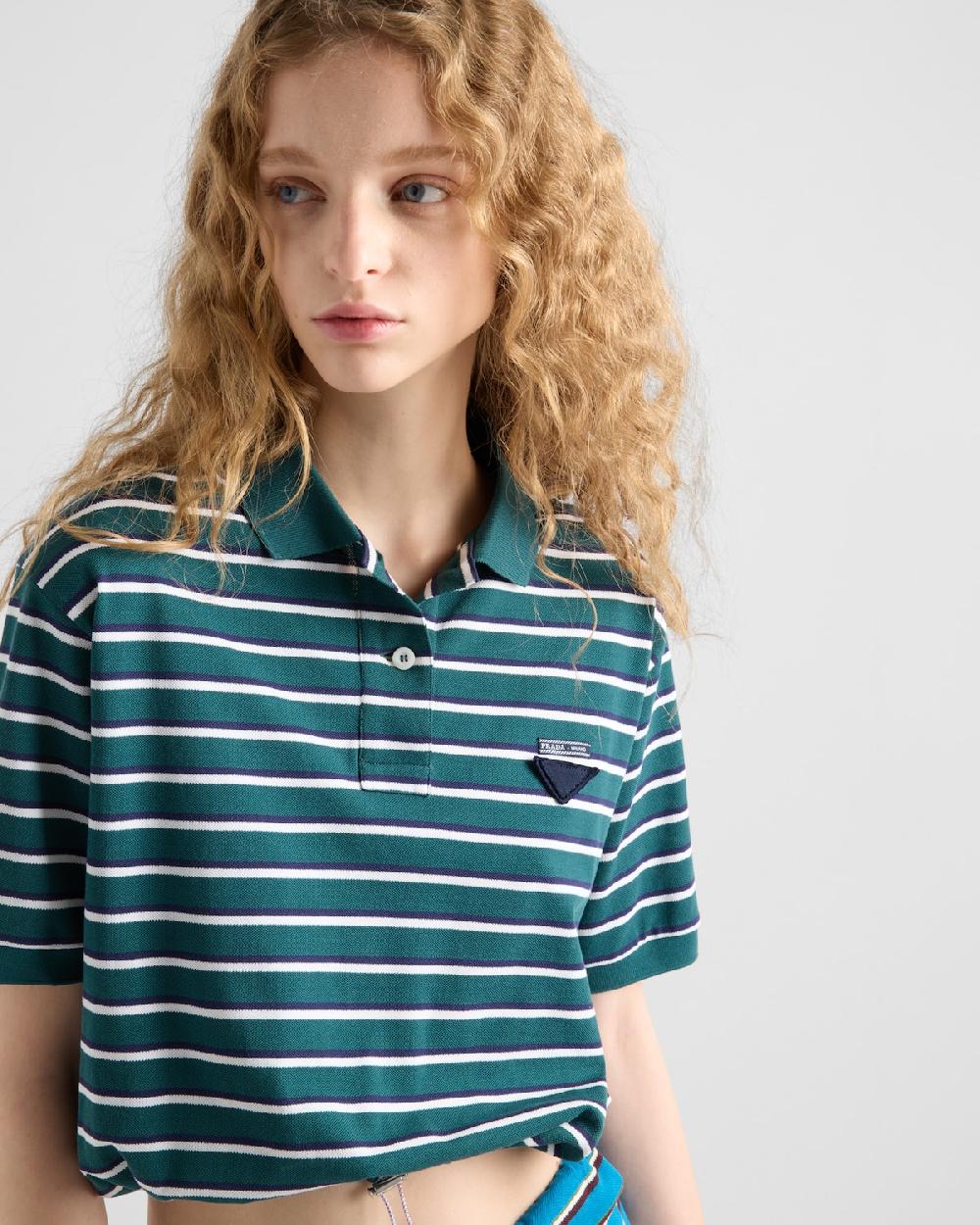 Prada Polo corto de piqué a rayas Rebajas de fábrica