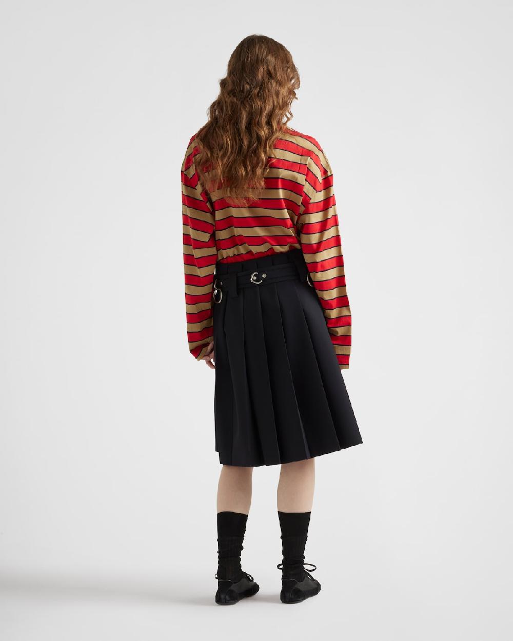 Prada Camiseta de manga larga de algodón de hilo de Escocia a rayas Ventas relámpago
