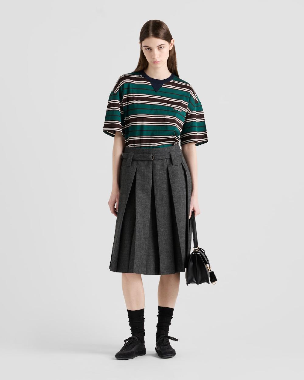 Prada Camiseta de algodón de hilo de Escocia a rayas