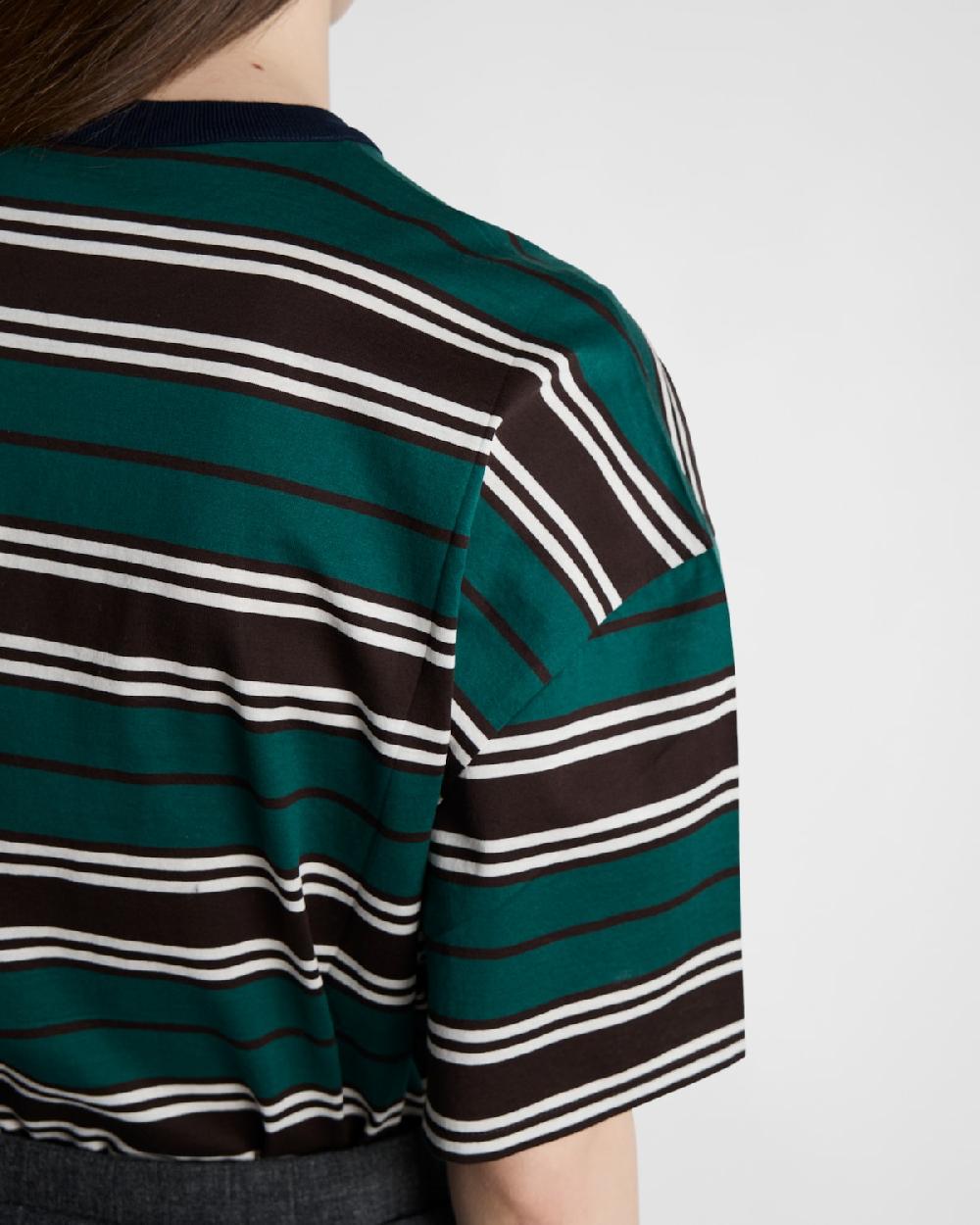 Prada Camiseta de algodón de hilo de Escocia a rayas Descuento