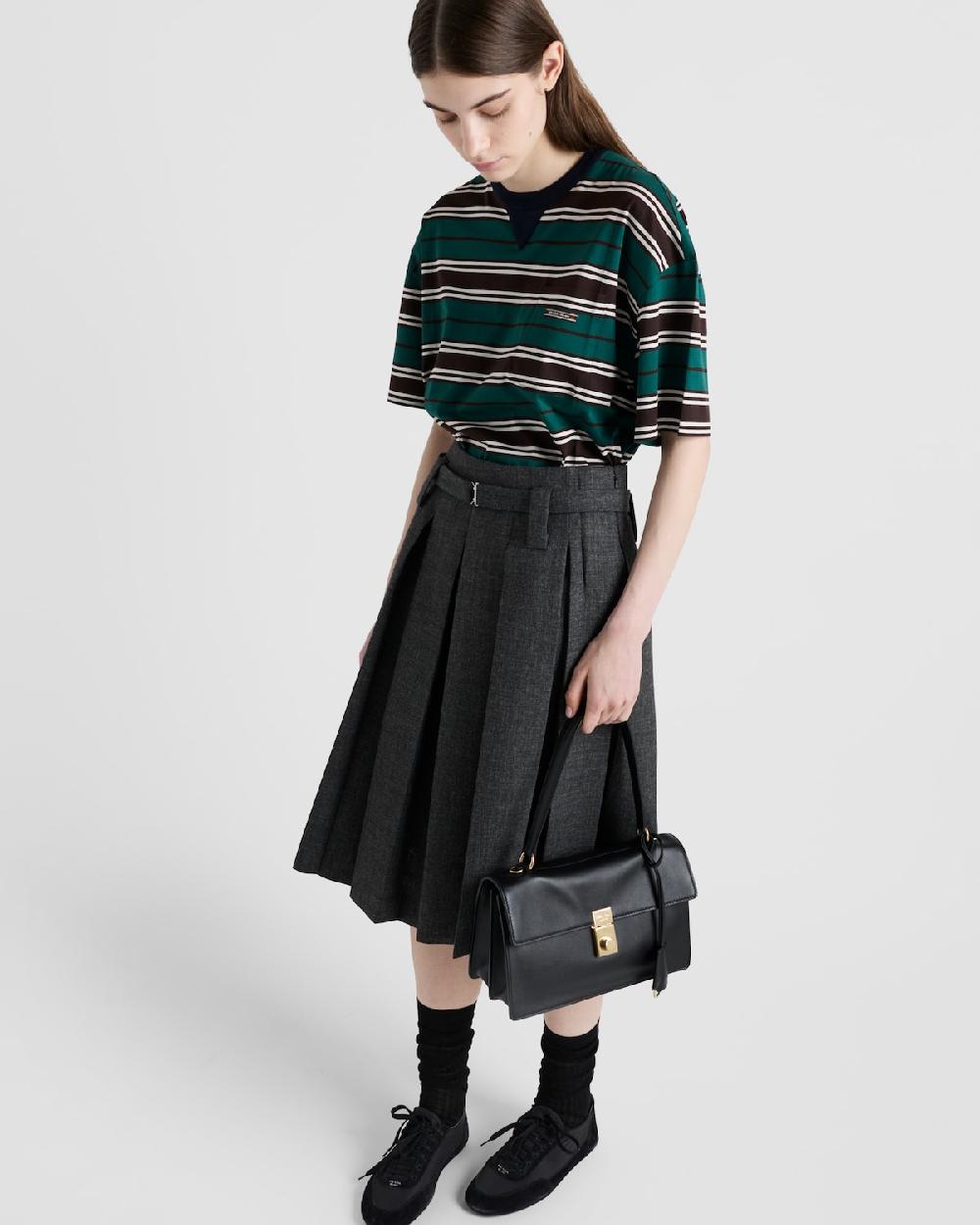 Prada Camiseta de algodón de hilo de Escocia a rayas Descuento